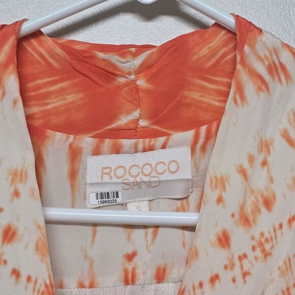 $330 Rococo Sand Orange Tie Dye Faux Wrap Mini Dress Sz S Revolve - Picture 6 of 8